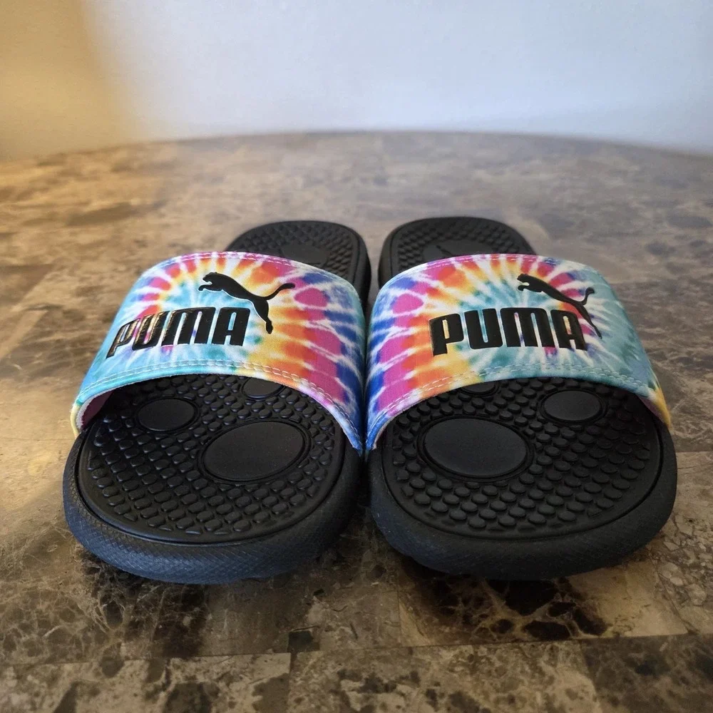Puma women's Cool Cat tie dye slide sandals sz 7 lightweight casual summer